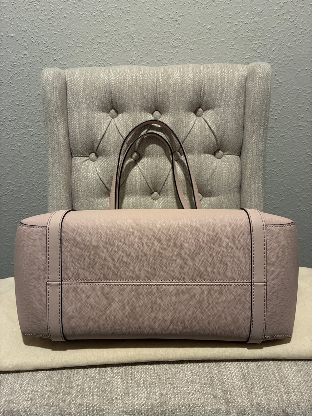 Michael Kors Light Pink Saffiano Leather Tote with Tassel Charm - Picture 10 of 12